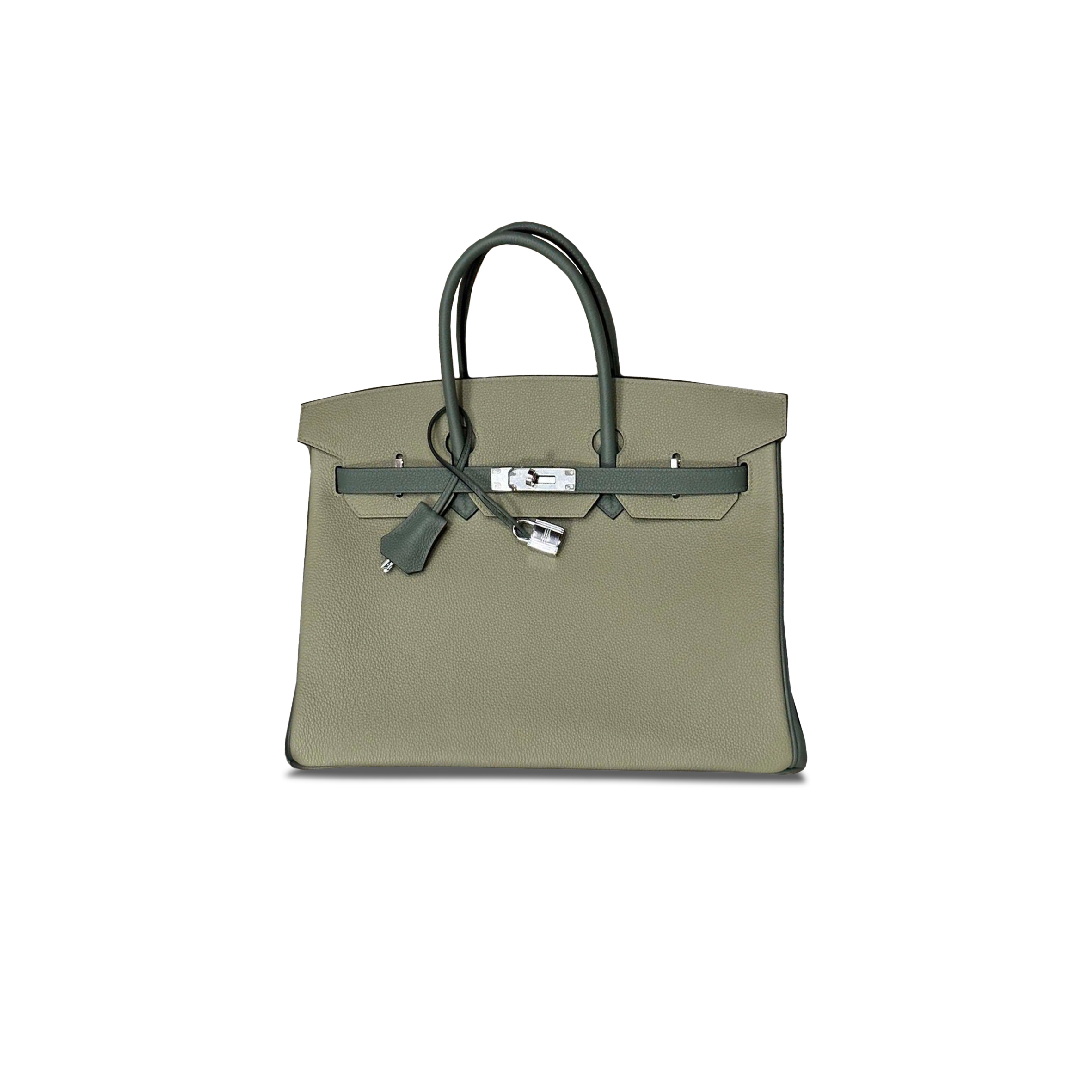 HERMES MASTER BIRKIN 35 TOGO LEATHER SILVER HARDWARE ALMOND GREEN BAG BK30C6EPSS (35*25*18cm)